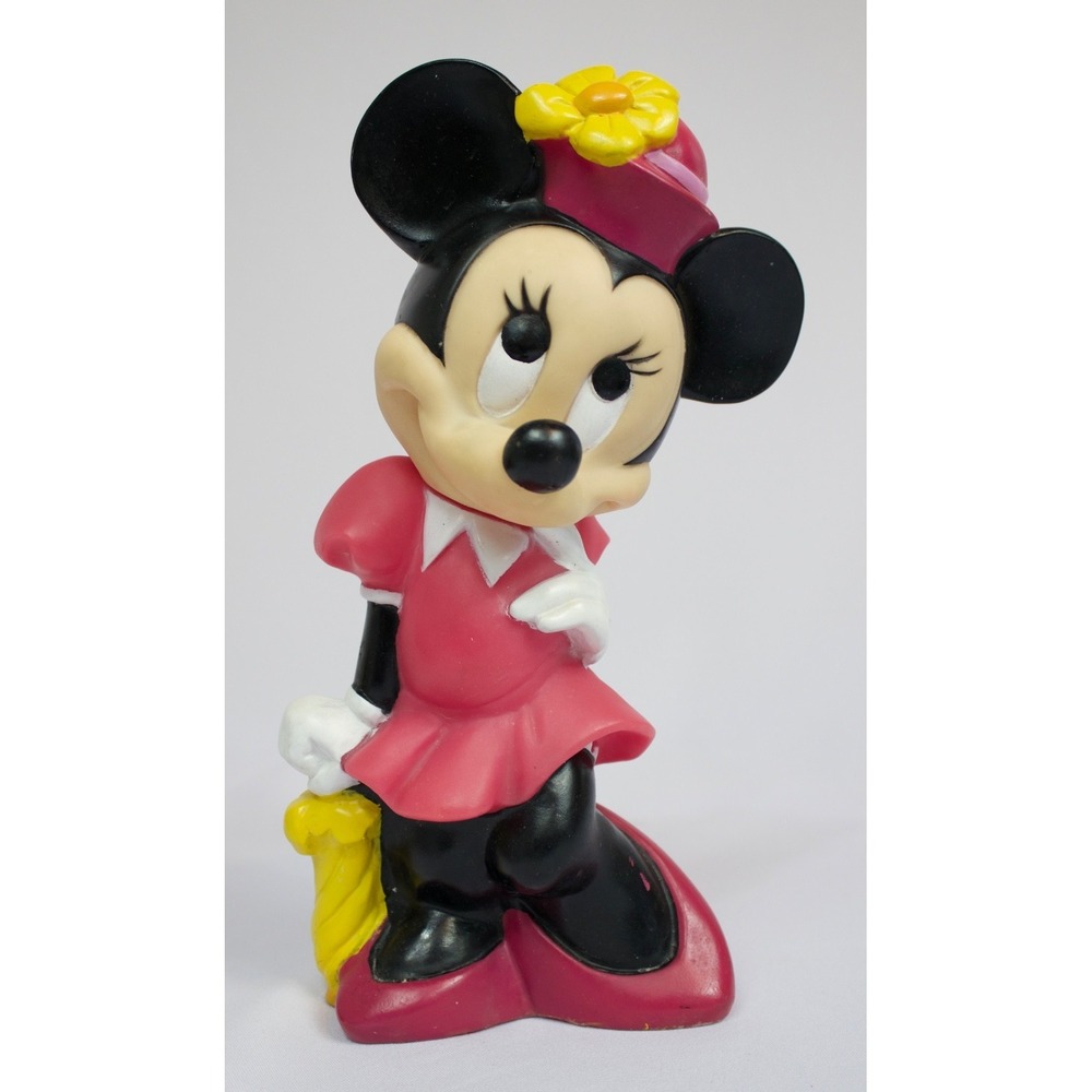 Vintage Minnie Mouse Collectors Rubber Coin Bank Disney 1990 ILLCO Toy 11"